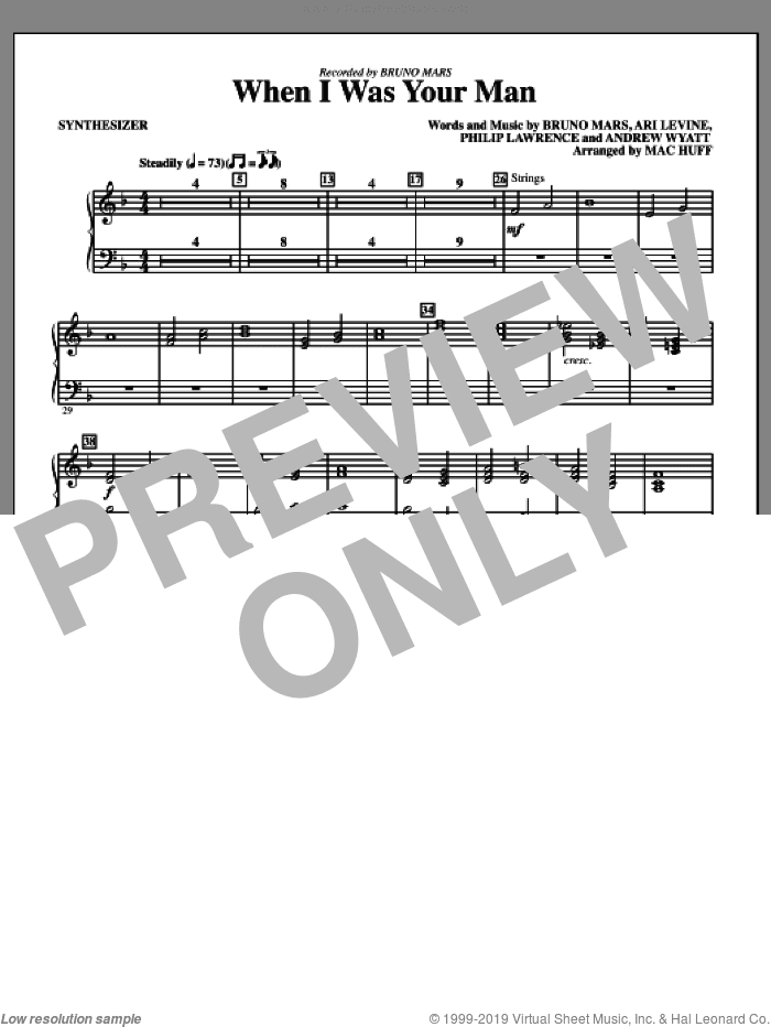 When I Was Your Man (arr. Mac Huff) (complete set of parts)