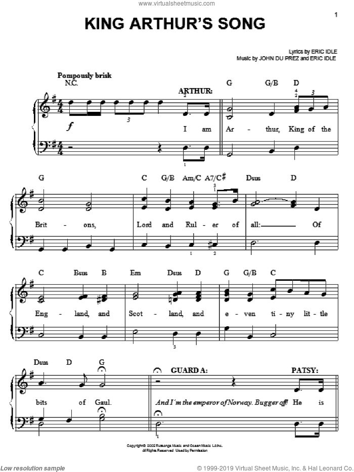 King Arthur's Song (from Monty Python's Spamalot)