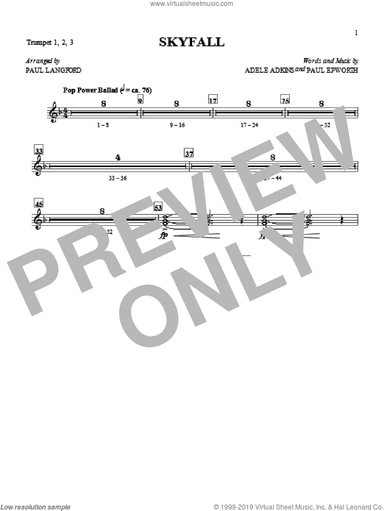 Skyfall (arr. Paul Langford) (complete set of parts)