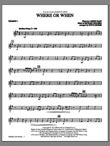 Where Or When (from Babes In Arms) (arr. Steve Zegree)