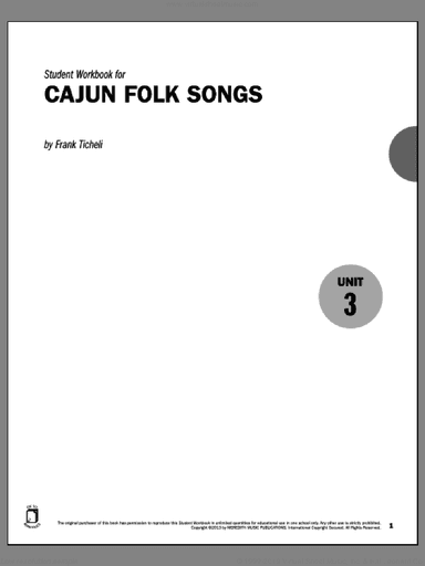 Guides to Band Masterworks, Vol. 3 - Student Workbook - Cajun Folk Songs