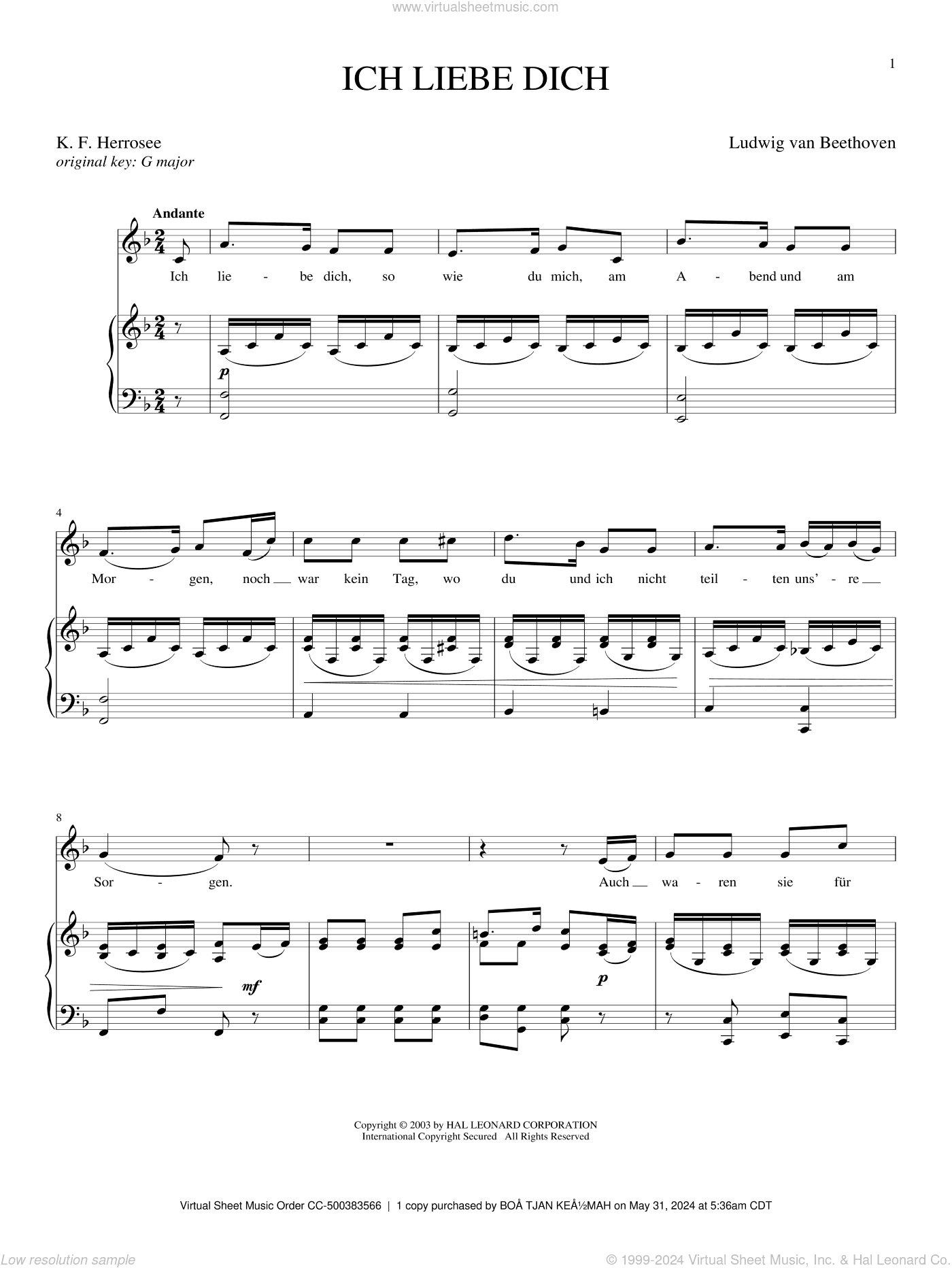 Ich Liebe Dich (I Love You) (Beethoven)
