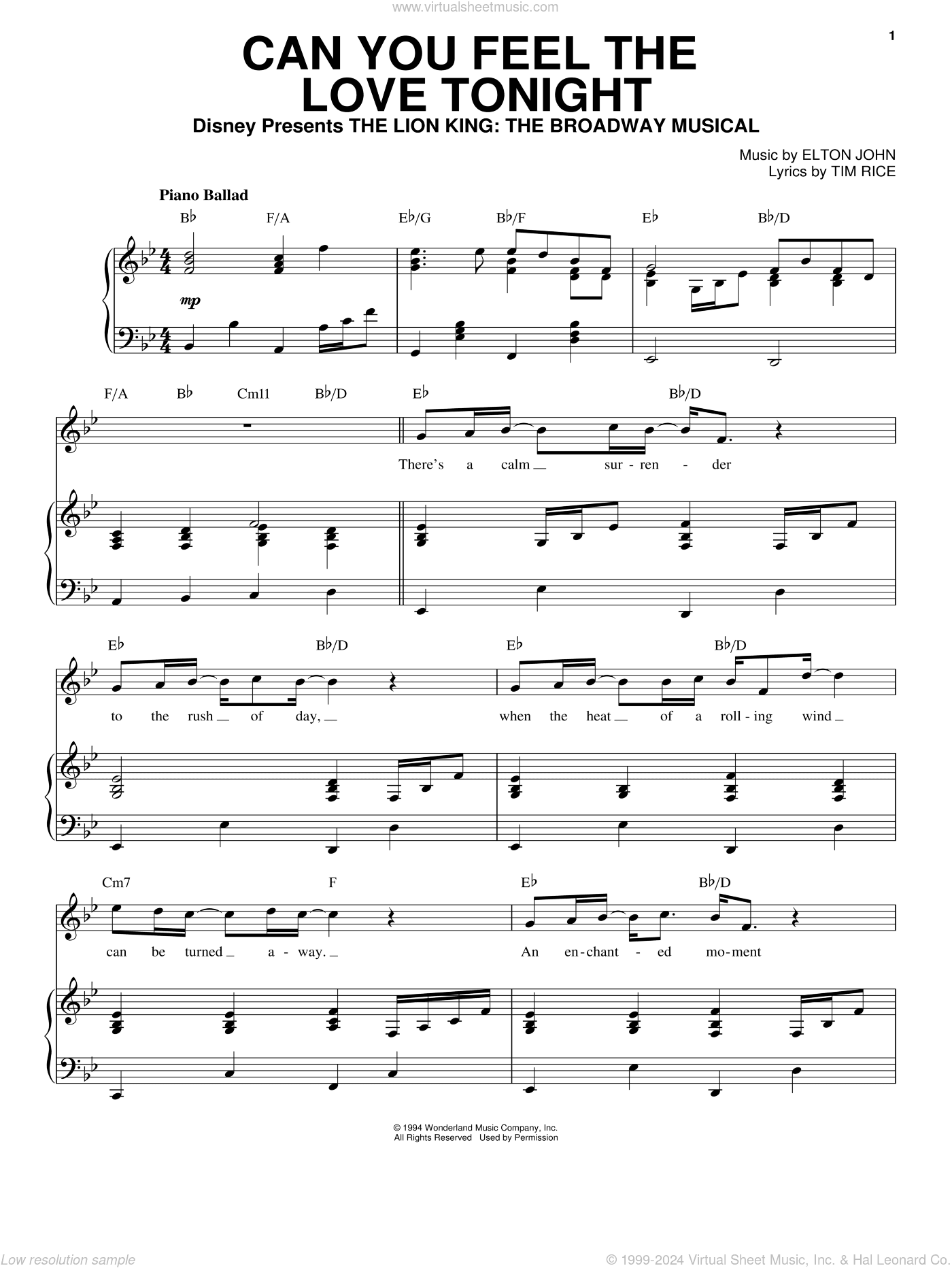 Can You Feel The Love Tonight (from The Lion King)