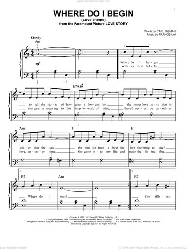 Where Do I Begin (Love Theme), (easy)