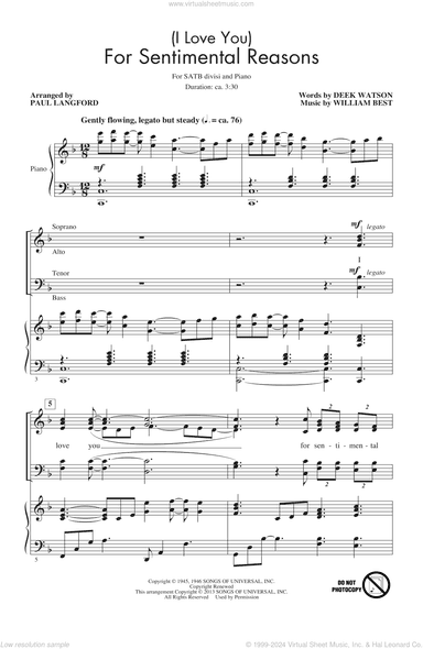 (I Love You) For Sentimental Reasons