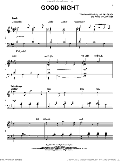 Good Night [Jazz version] (arr. Brent Edstrom)