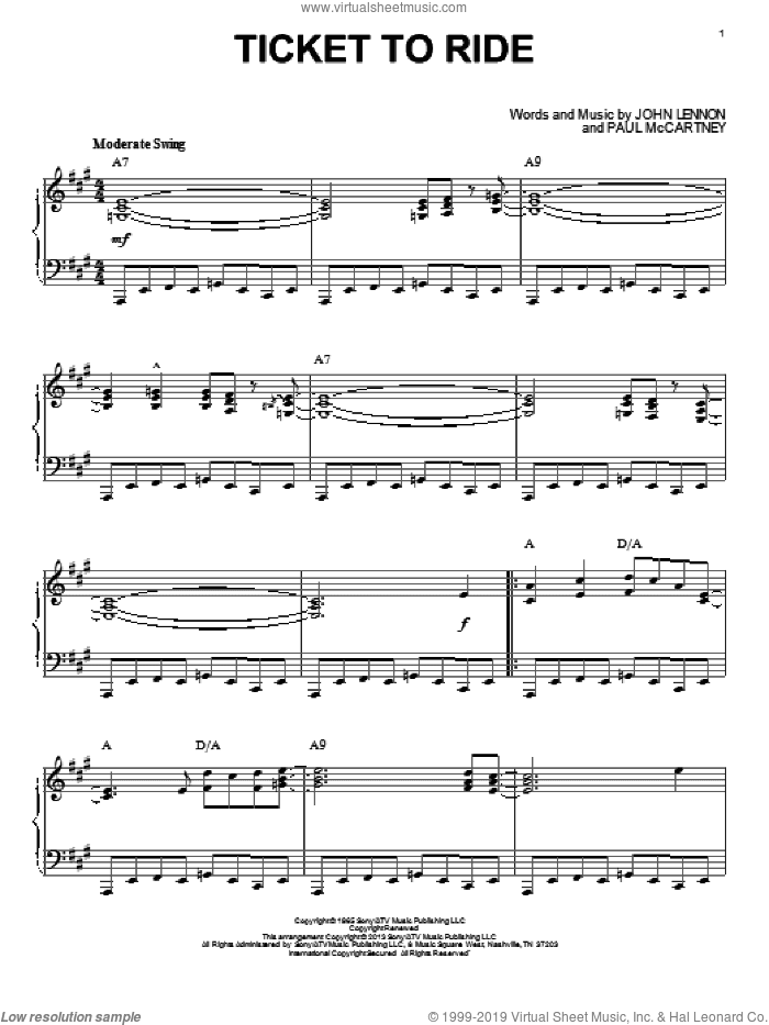 Ticket To Ride [Jazz version] (arr. Brent Edstrom)