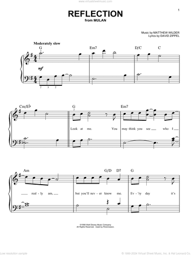 Reflection (Pop Version) (from Mulan), (easy)