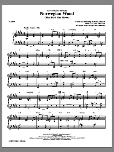 Norwegian Wood (This Bird Has Flown) (complete set of parts)