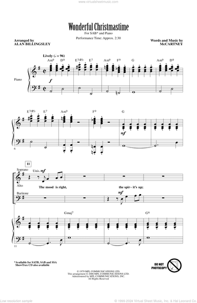 Wonderful Christmastime (arr. Alan Billingsley)