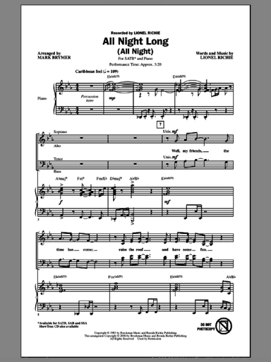 All Night Long (All Night) (arr. Mark Brymer)