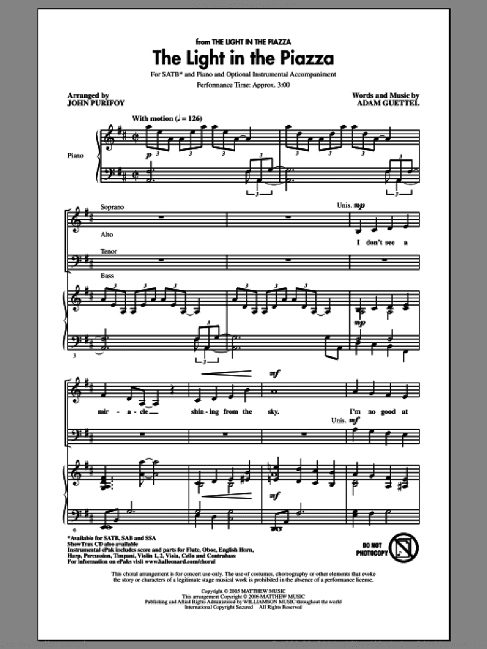 The Light In The Piazza (arr. John Purifoy)