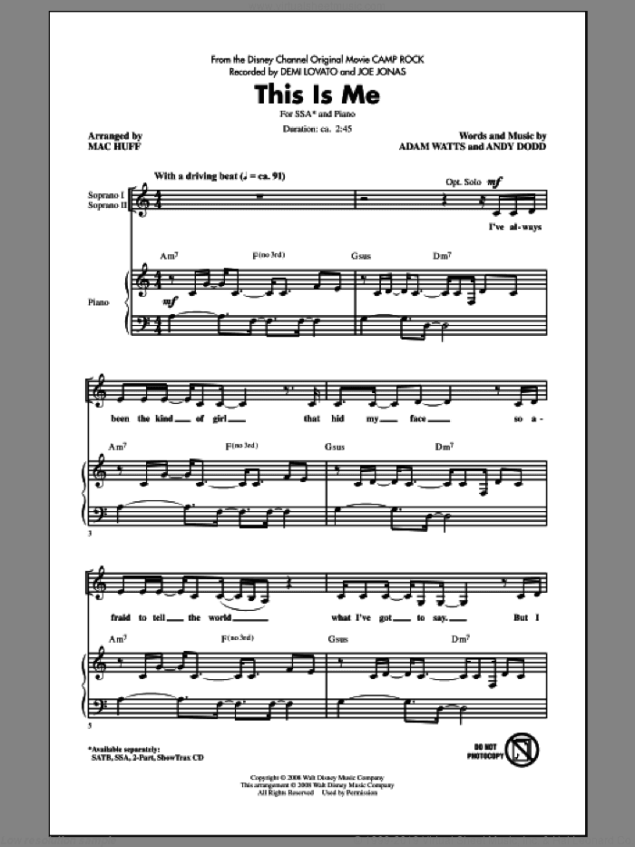 This Is Me (from Camp Rock) (arr. Mac Huff)