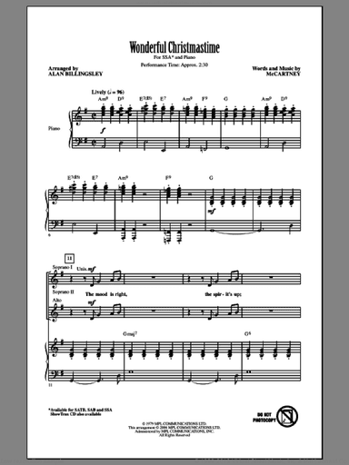 Wonderful Christmastime (arr. Alan Billingsley)