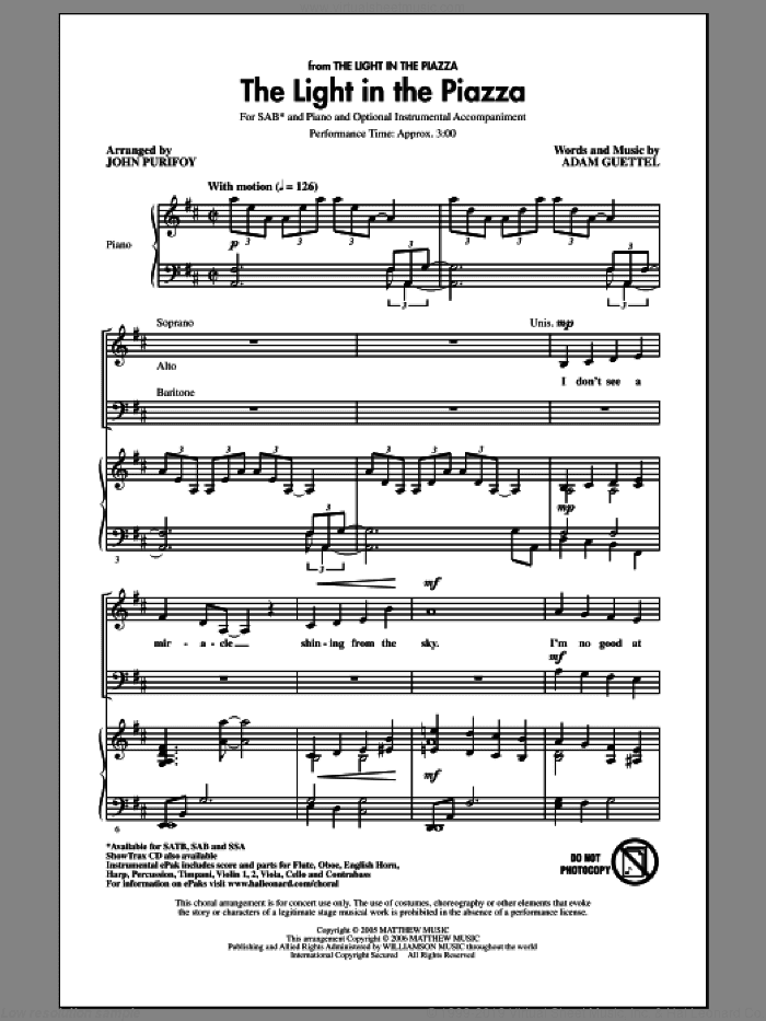 The Light In The Piazza (arr. John Purifoy)
