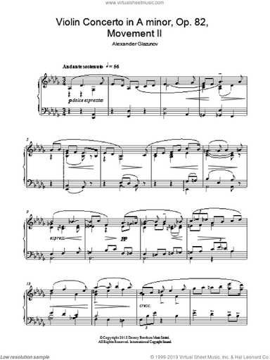 Violin Concerto In A Minor Op. 82, 2nd Movement 'Andante Sostenuto'