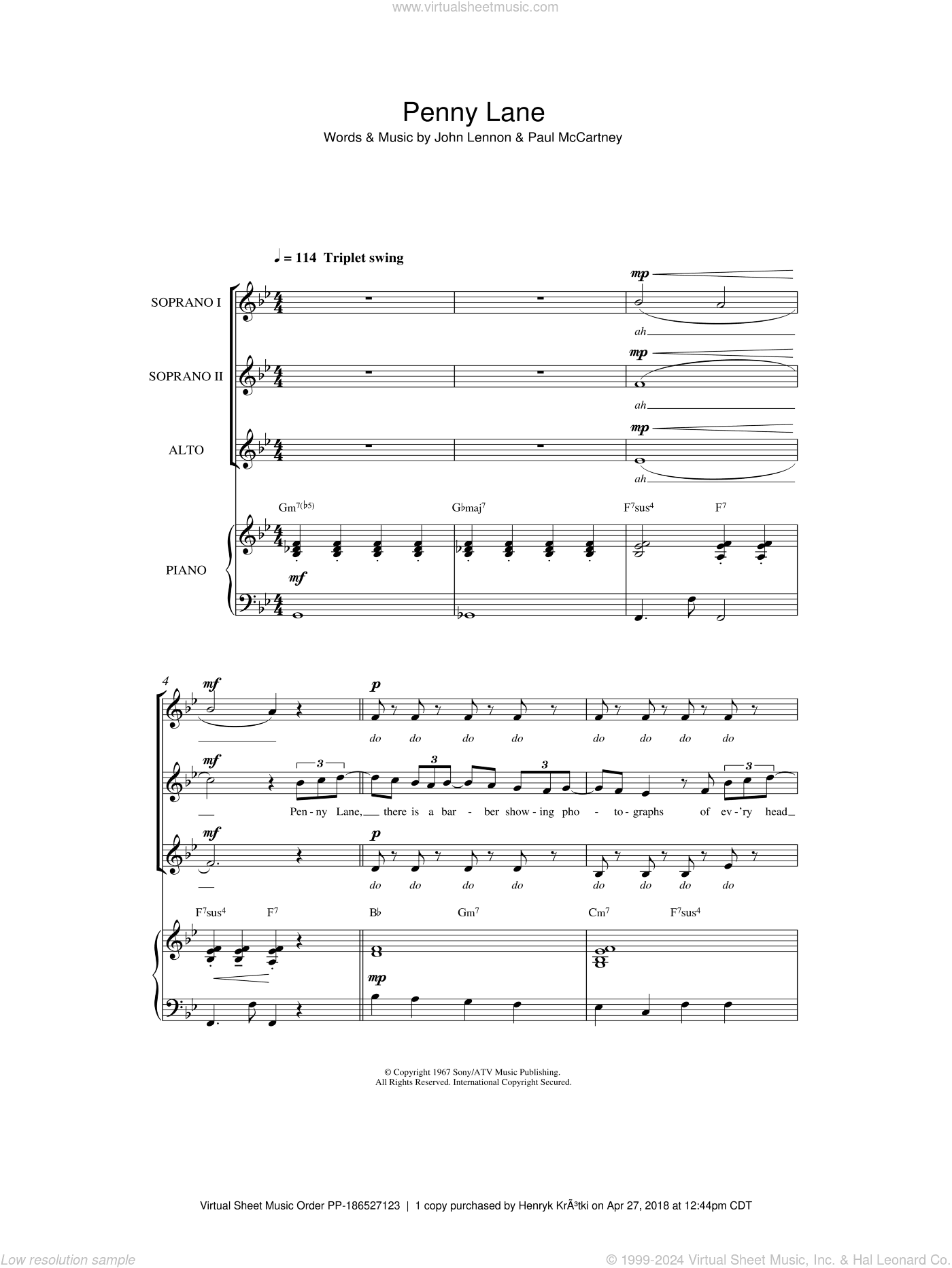 Penny Lane (arr. Simon Foxley)