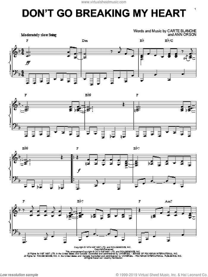 Don't Go Breaking My Heart [Jazz version] (arr. Brent Edstrom)