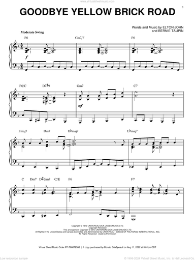 Goodbye Yellow Brick Road [Jazz version] (arr. Brent Edstrom)