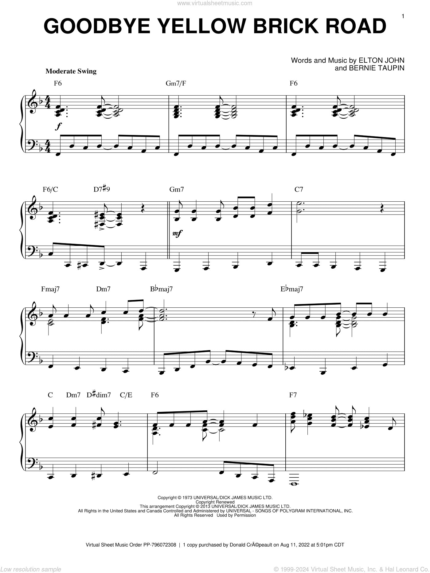 Goodbye Yellow Brick Road [Jazz version] (arr. Brent Edstrom)