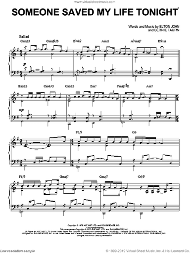 Someone Saved My Life Tonight [Jazz version] (arr. Brent Edstrom)