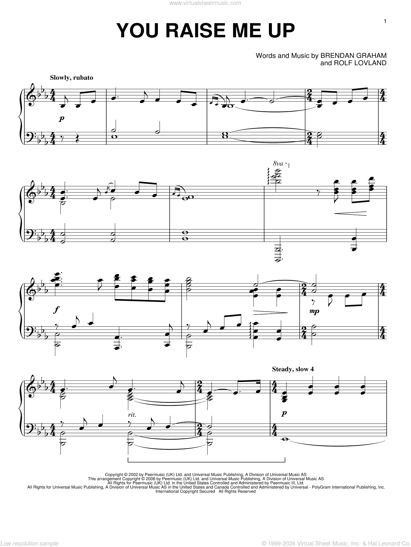 You Raise Me Up, (intermediate)