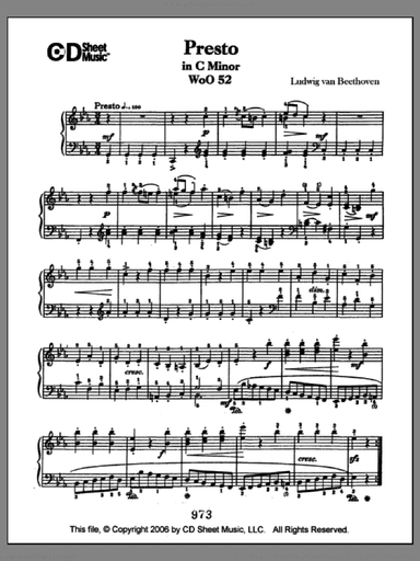 Presto In C Minor, Woo 52