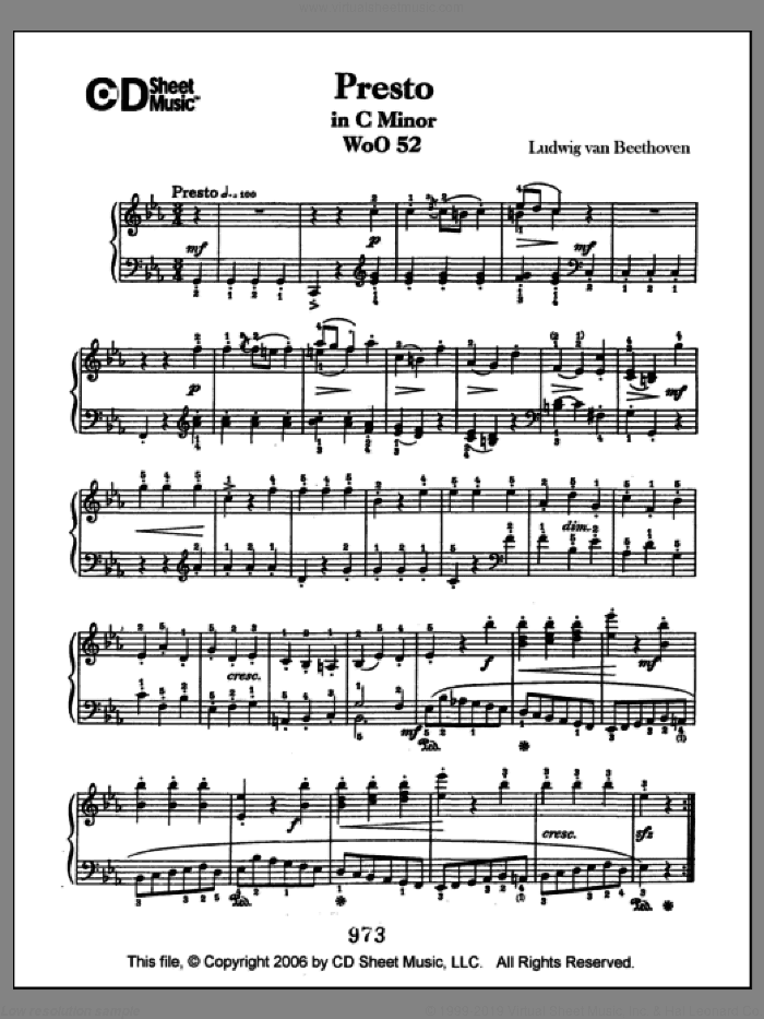 Presto In C Minor, Woo 52