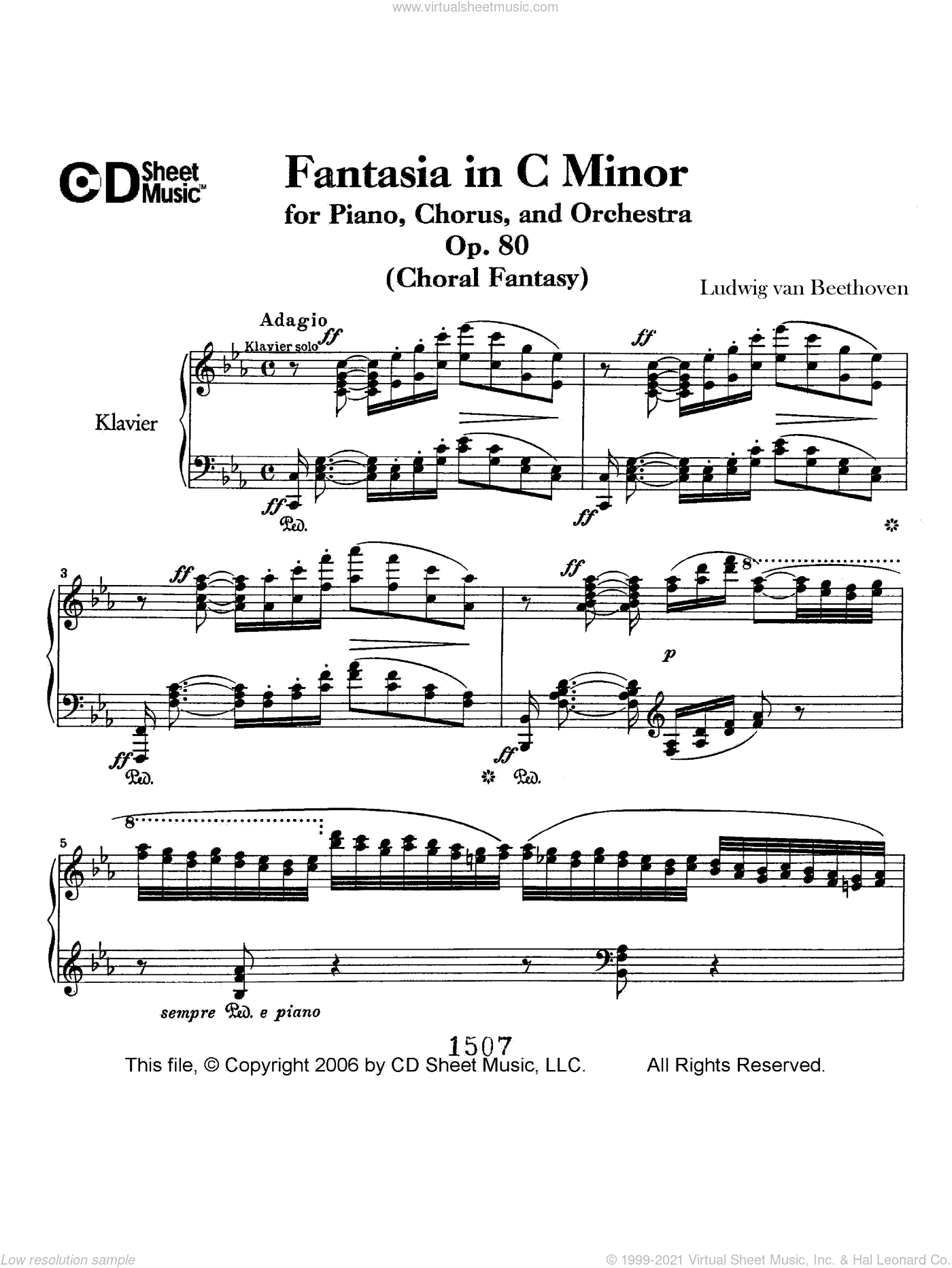 Fantasia In C Minor For Piano, Chorus, And Orchestra (choral Fantasy), Op. 80
