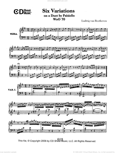 Variations (6) On A Duet By Paisiello, Woo 70