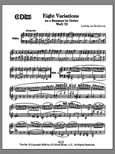 Variations (8) On A Romance By Gretry, Woo 72