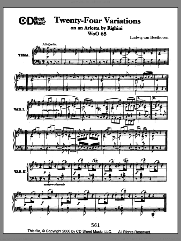 Variations (24) On An Arietta By Righini, Woo 65