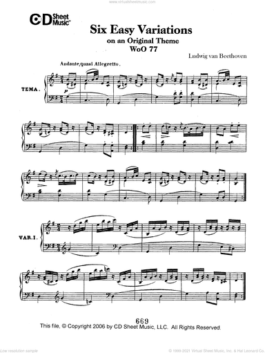 Easy (6) Variations On An Original Theme, Woo 77