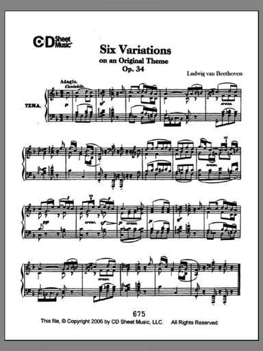 Variations (6) On An Original Theme, Op. 34