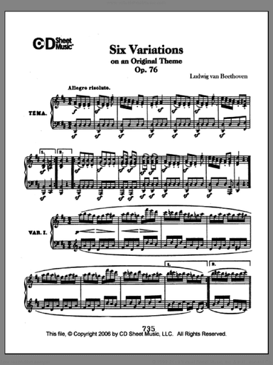 Variations (6) On An Original Theme, Op. 76