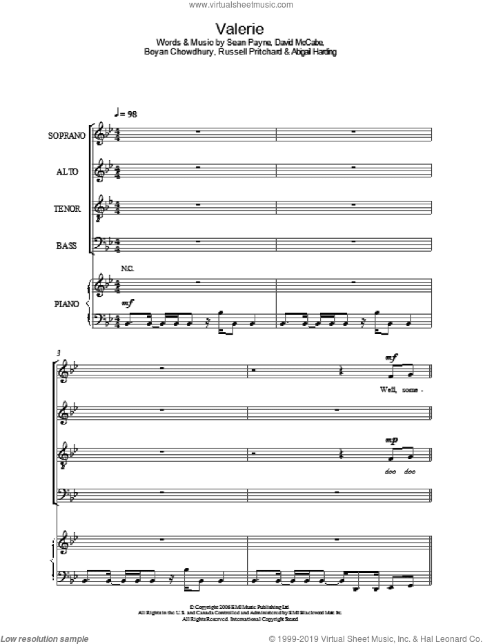 Valerie (arr. Jeremy Birchall)