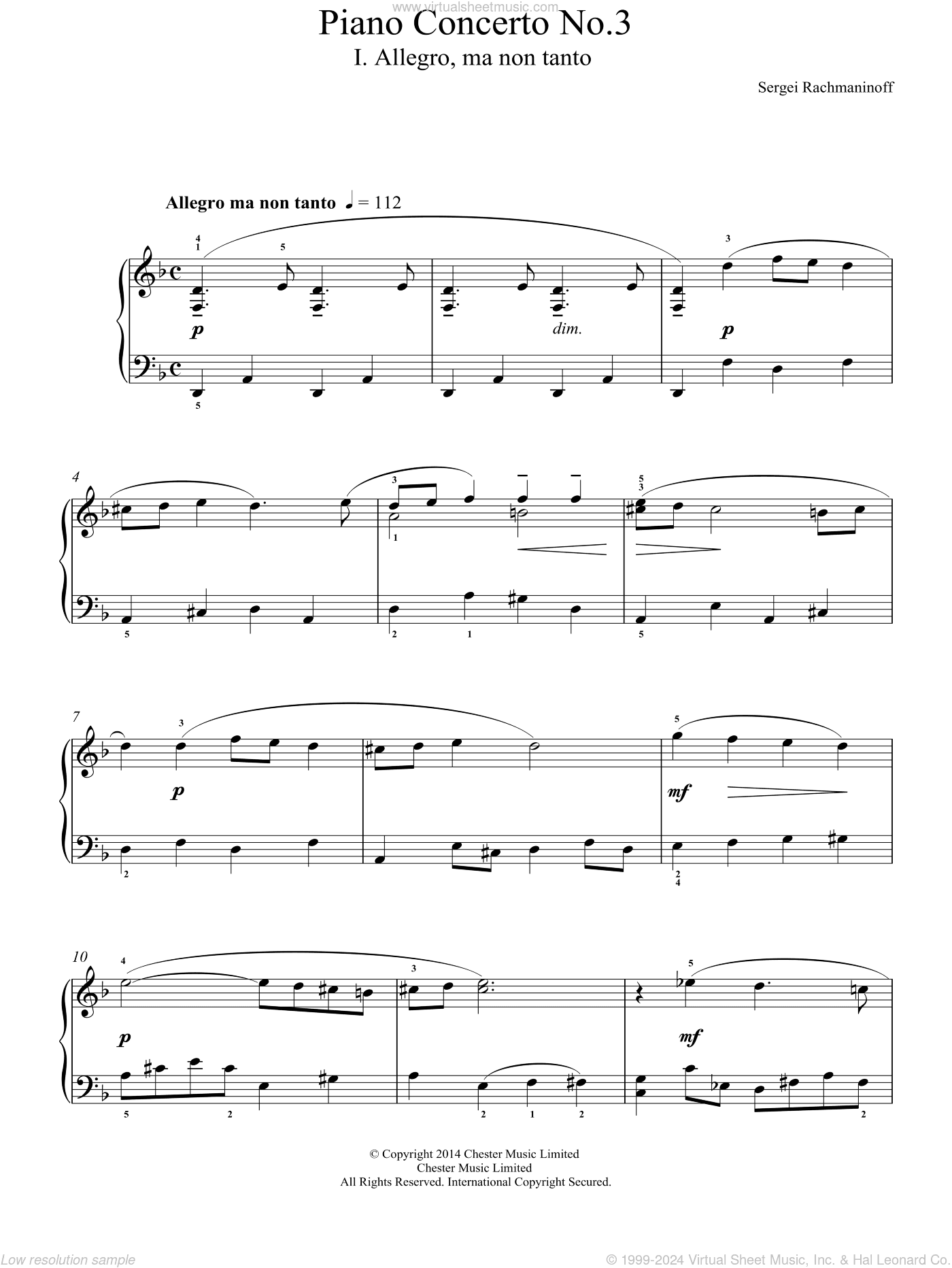 Piano Concerto No.3 - 1st Movement, (easy)