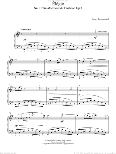 Elegie (No.1 from Morceaux de Fantasie, Op.3)