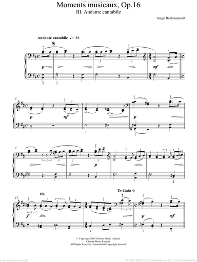 Moments musicaux Op.16, No.3 Andante cantabile