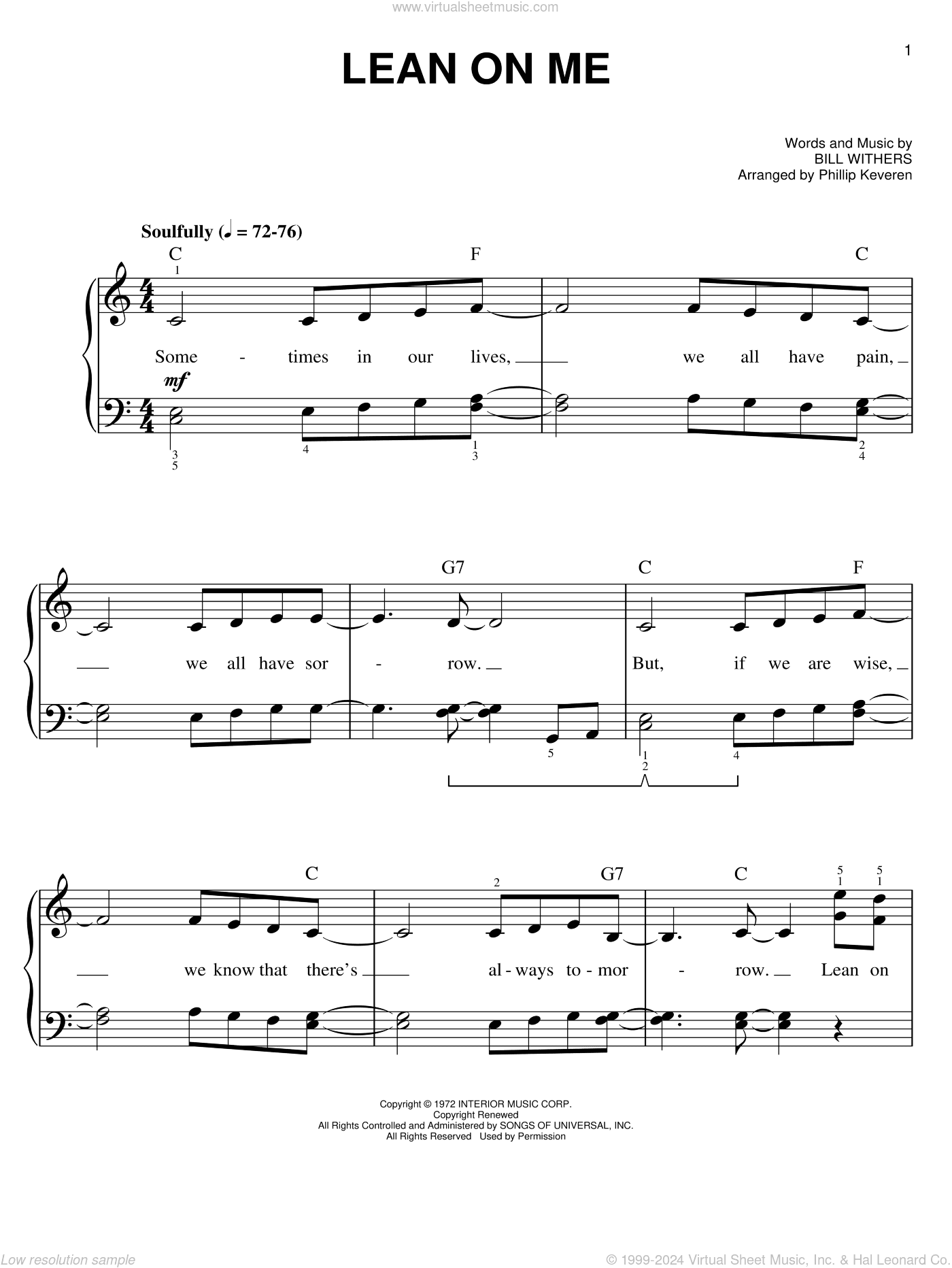 Lean On Me (arr. Phillip Keveren)