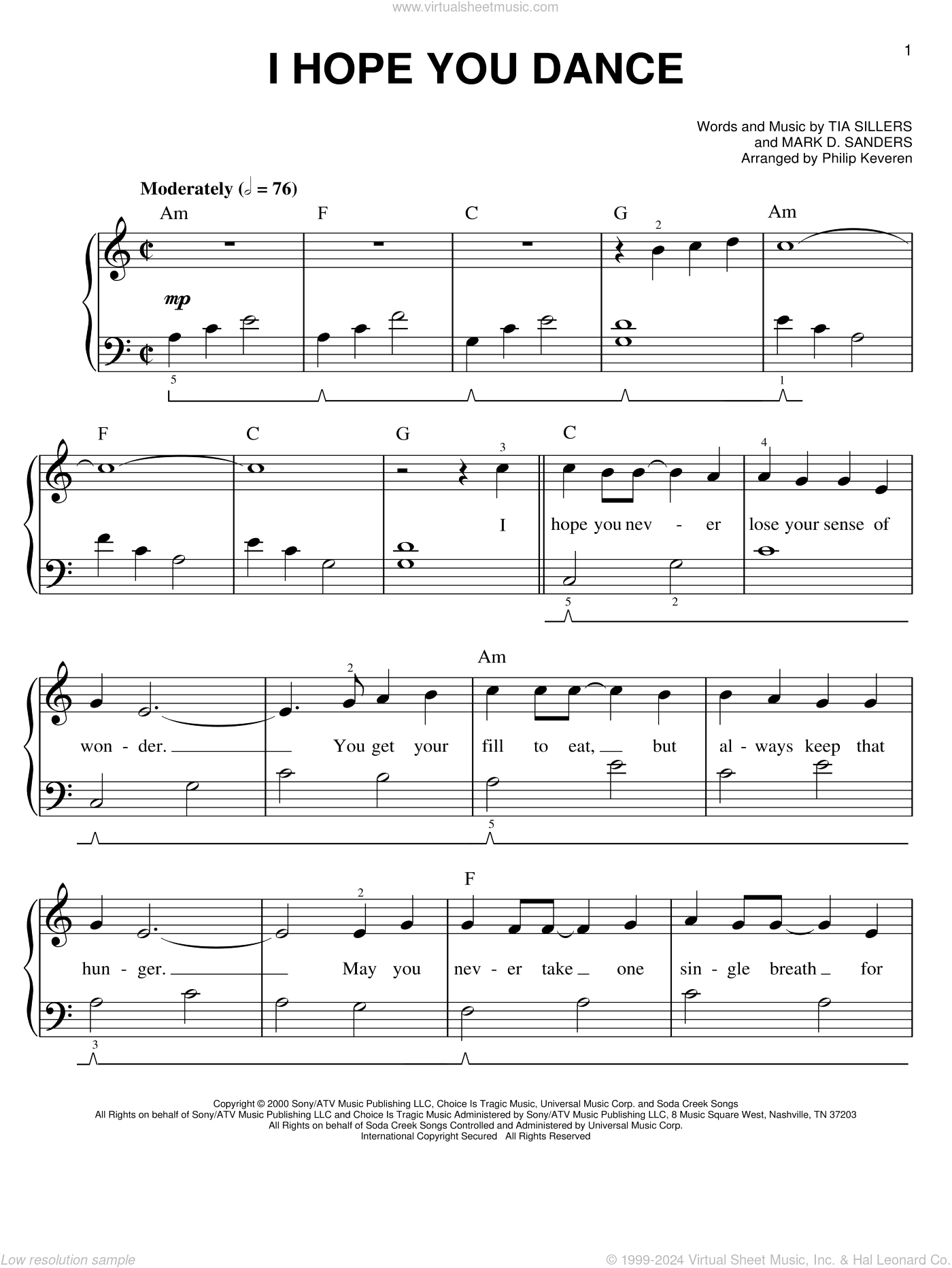 I Hope You Dance (arr. Phillip Keveren)