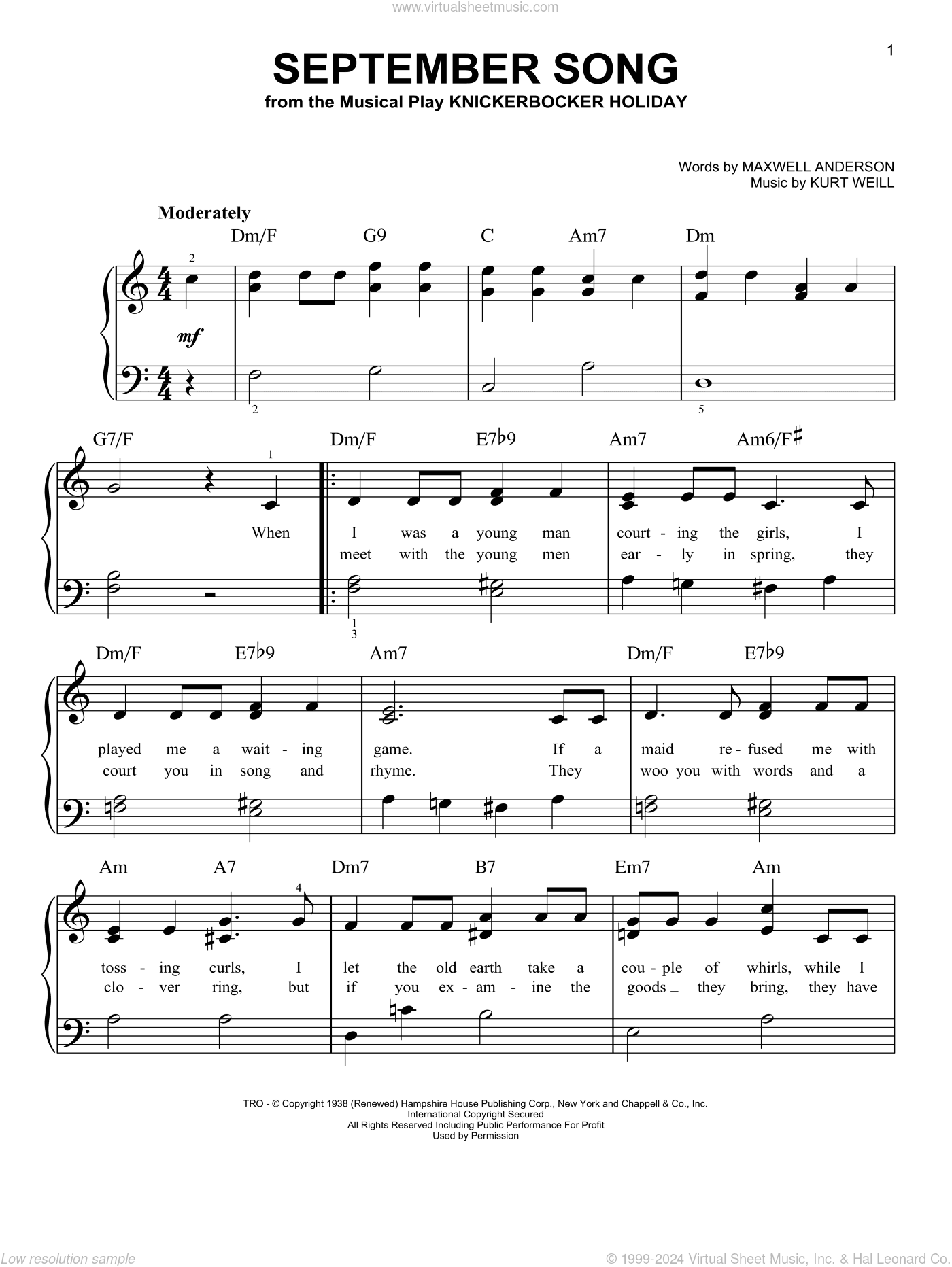 September Song, (easy)