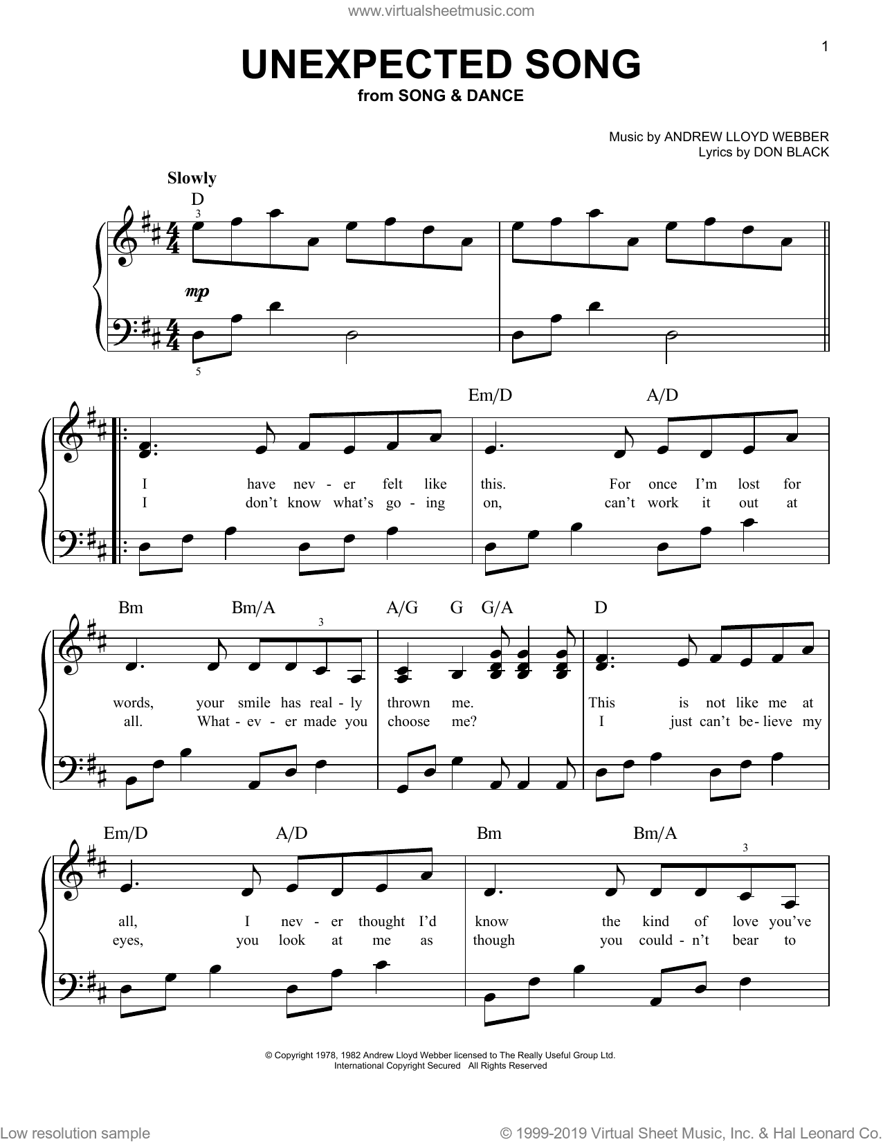Unexpected Song (from Song and Dance), (easy)