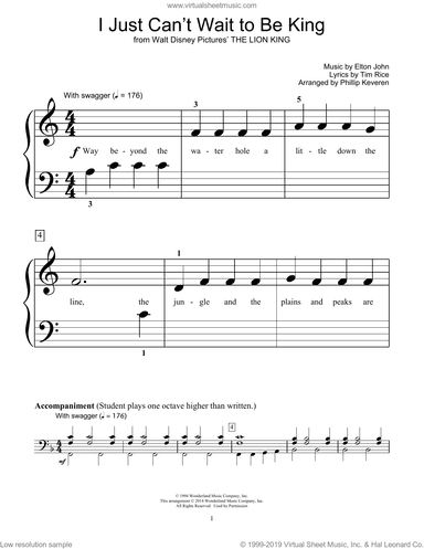 I Just Can't Wait To Be King (from The Lion King) (arr. Phillip Keveren)