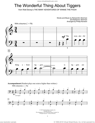 The Wonderful Thing About Tiggers (from The Many Adventures Of Winnie The Poo) (arr Phillip Keveren)