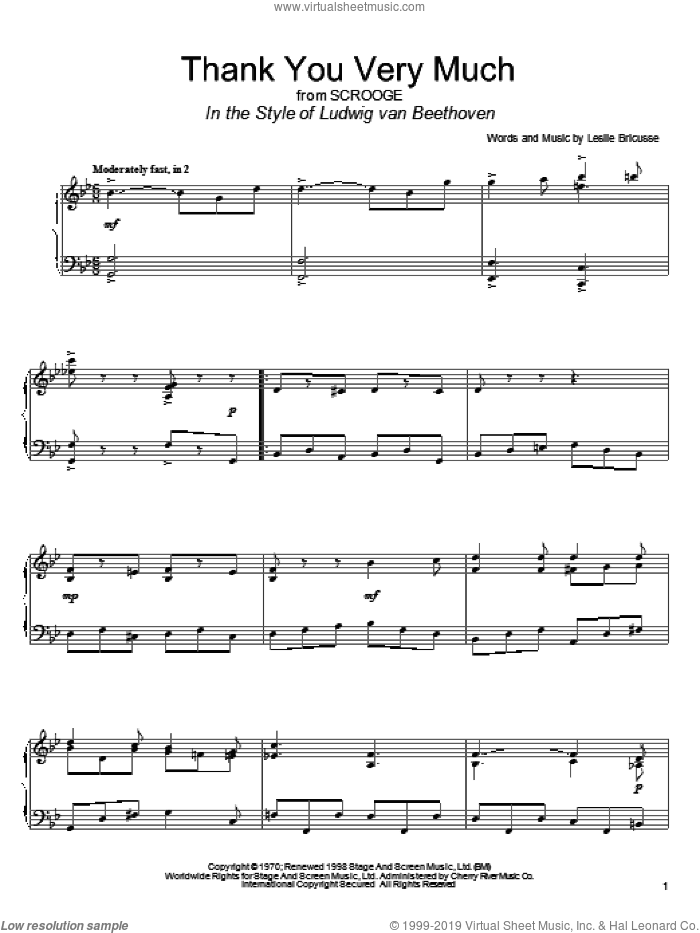 Thank You Very Much (from Scrooge) (in the style of Beethoven) (arr. David Pearl)