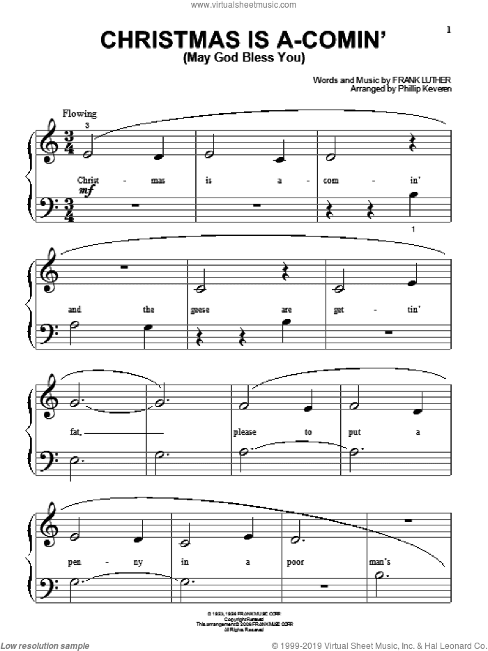 Christmas Is A-Comin' (May God Bless You) (arr. Phillip Keveren)