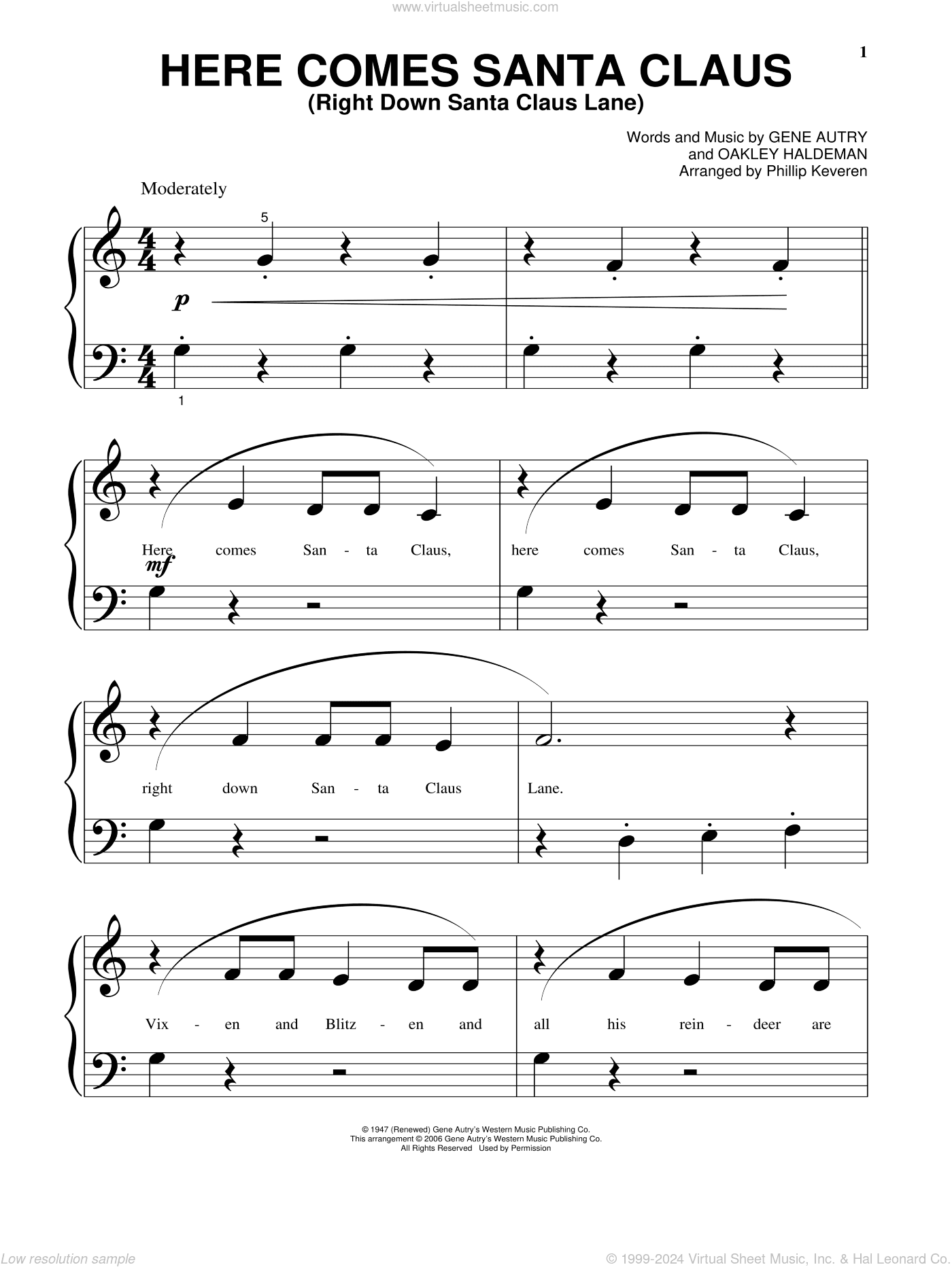 Here Comes Santa Claus (Right Down Santa Claus Lane) (arr. Phillip Keveren)