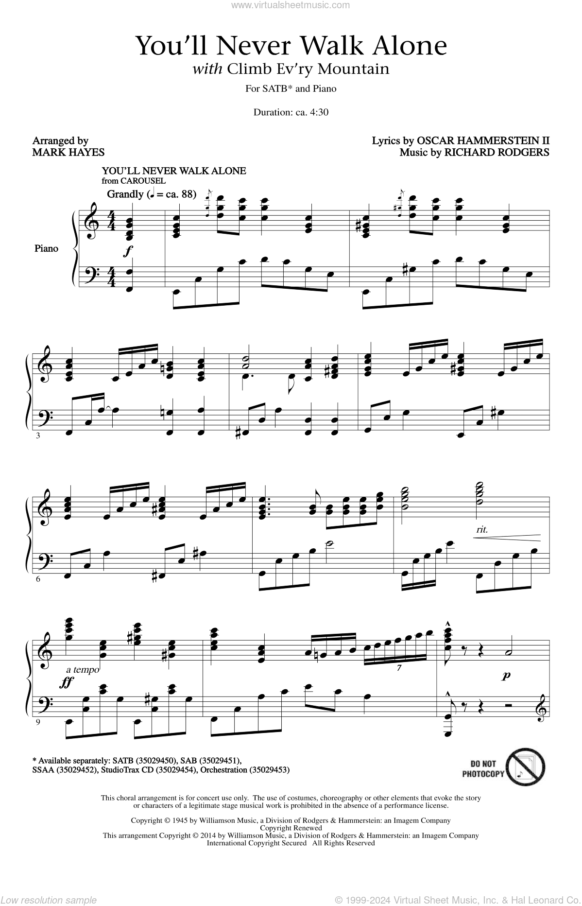 You'll Never Walk Alone (with "Climb Ev'ry Mountain") (arr. Mark Hayes)