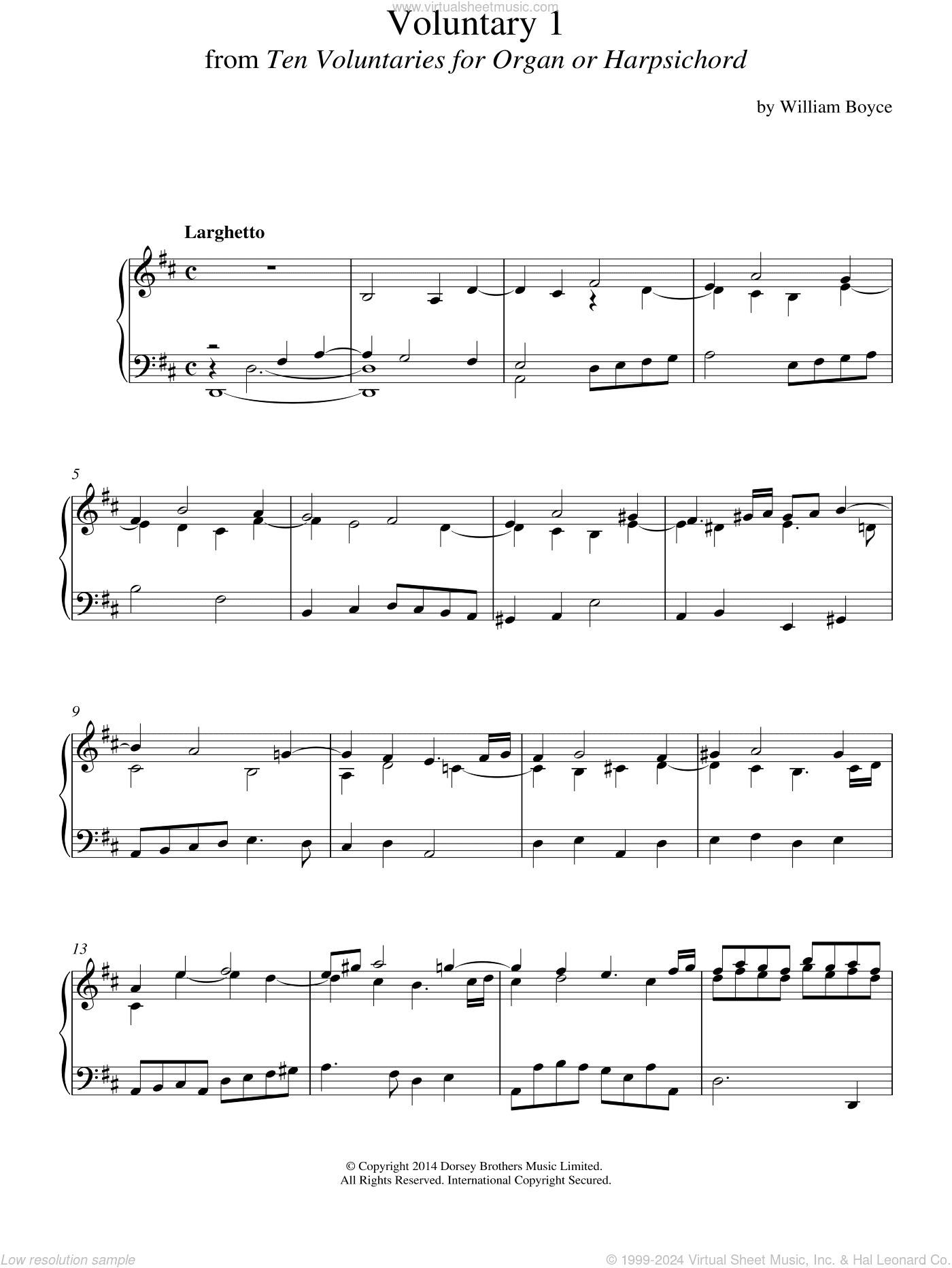 Voluntary 1 In D Major From 10 Voluntaries For Harpsichord